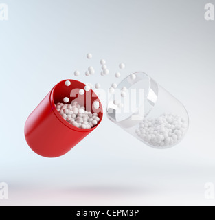 Capsule rouge soudainement d'ouverture Banque D'Images