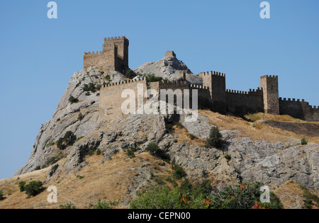 L'Ukraine. République autonome de Crimée. Sudak. Forteresse médiévale génoise. Banque D'Images