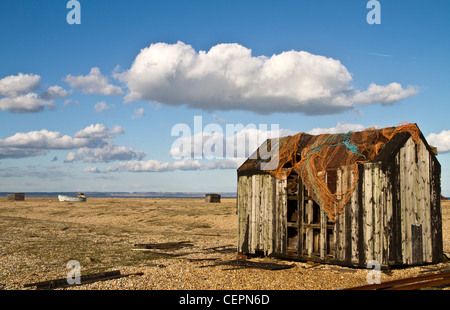 Ancienne cabane de pêche en bois dans la région de Kent dormeur Banque D'Images