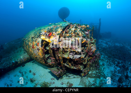 Débris d'épave de l'avion B 24, l''île de Vis, Mer Adriatique, Croatie Banque D'Images