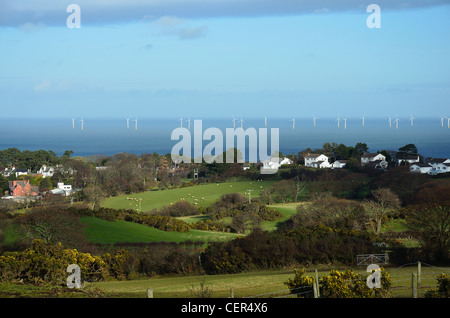 Parc éolien Rhyl Flats au large de la Côte Nord du Pays de Galles Banque D'Images