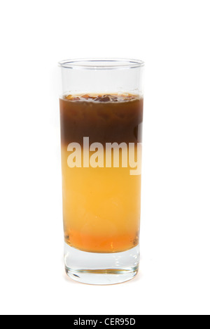 Cocktail d'expresso, jus d'orange et sirop de caramel Banque D'Images