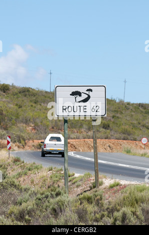 Route 62 signe sur le bord de la route dans la région de South Africa Afrique du Sud Banque D'Images