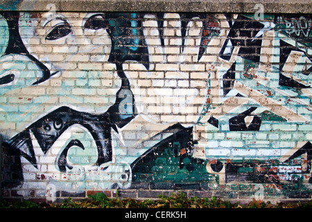 L'art mural Graffiti sur un mur de briques à un centre de loisirs près de Randall "Les chantiers" et ressortissants Park à Washington DC Banque D'Images