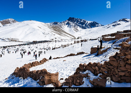 La station de ski d'Oukaïmeden dans les montagnes de l'Atlas près de Marrakech, Maroc, Afrique du Nord Banque D'Images