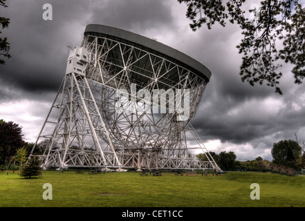 L'observatoire de Jodrell Bank radio Telescope, trous Chapelle, Cheshire, Royaume-Uni Banque D'Images