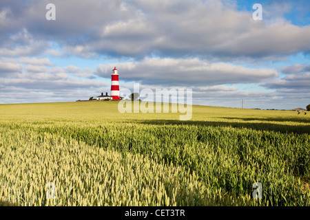 Happisburgh phare, le plus vieux phare de travail dans l'East Anglia. Banque D'Images