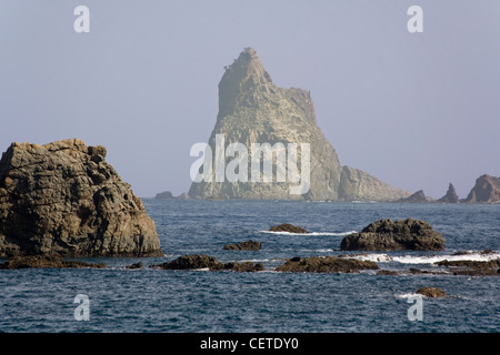 Espagne Iles Canaries Ténérife, péninsule d'Anaga, rochers plage Benijo Banque D'Images