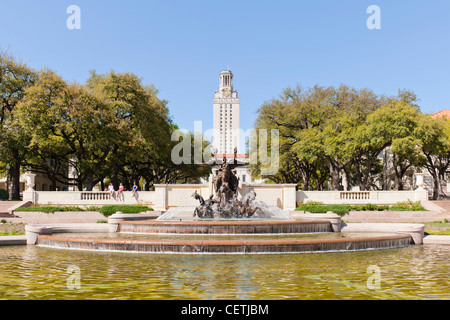 Bâtiment principal, Tour, Littlefield Fontaine, Université du Texas Austin, TX Banque D'Images