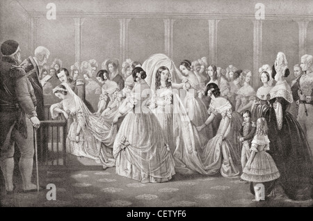 Le mariage de la reine Victoria et le Prince Albert en 1840. Du Strand Magazine publié en 1897. Banque D'Images