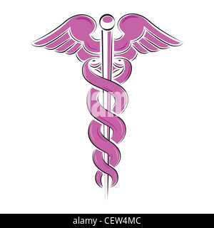 Symbole Caduceus illustration isolé sur fond blanc. Banque D'Images