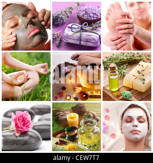 Collection de soins spa et de massages. Banque D'Images