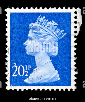 Royaume-uni 20 pence timbre-poste avec un portrait de la reine Elizabeth II ; années 1977 Banque D'Images