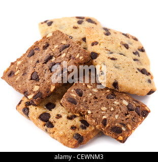 Biscuits au chocolat faites de différents types de céréales Banque D'Images