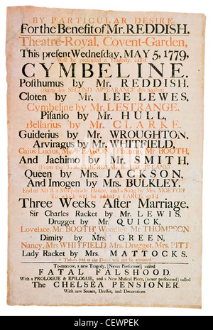 1779 Cymbeline au Covent Garden Theatre Banque D'Images