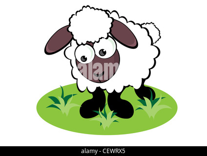 Caricature de moutons dans le pré. Illustration pour la conception Banque D'Images