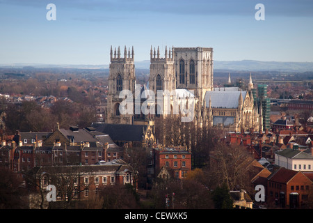 Vue aérienne de la cathédrale de York, York, UK Banque D'Images