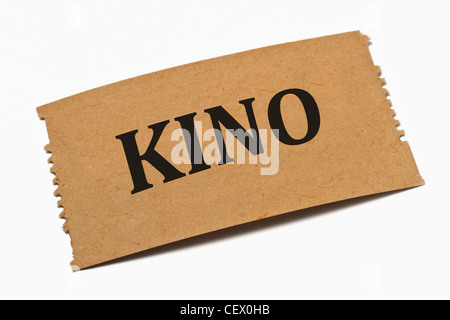 Detailansicht einer Karte aus Papier mit der Aufschrift Kino | photo détail d'une carte papier avec l'inscription Kino (Cinéma) Banque D'Images