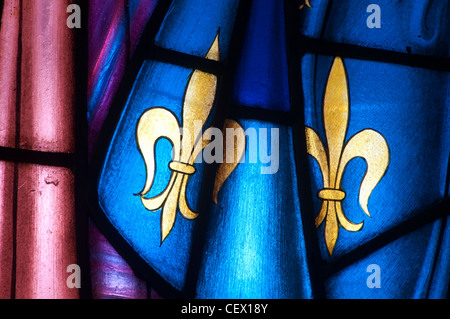 Vitraux, l'église saint Denys, Little Compton, Warwickshire, England, UK Banque D'Images
