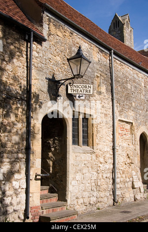 Entrée du Petit Théâtre Unicorn, Abingdon, situé dans les bâtiments de l'abbaye historique. Banque D'Images