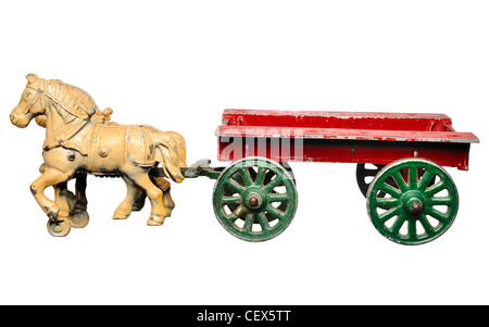 Cheval et une charrette Vintage toy en métal. Banque D'Images