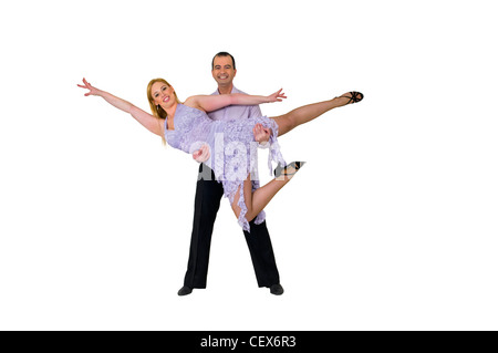 Salle de bal Couple de danseurs sur fond blanc Banque D'Images