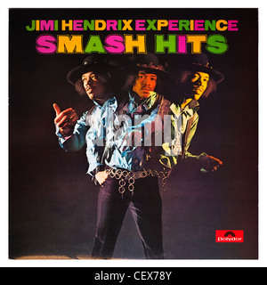 Un album vinyl record , Jimi Hendrix Experience Smash Hits sur un fond blanc Banque D'Images