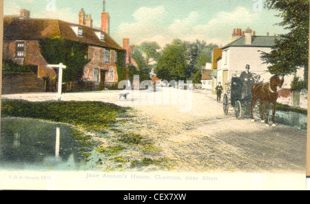 Carte postale de la maison de Jane Austen, Chawton, près de Alton Banque D'Images