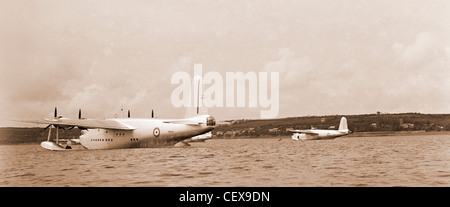 Bateau volant Short Sunderland à Pembrokeshire au début de la seconde guerre mondiale Banque D'Images
