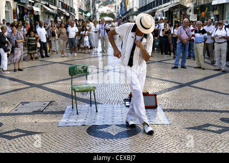 Artiste de rue sur la rue Rua Augusta, Lisbonne, Portugal Banque D'Images