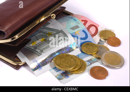 Sac de l'argent avec euro Banque D'Images