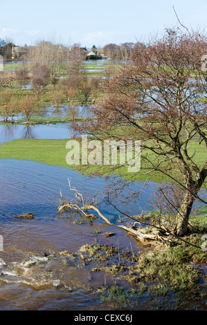 Inondé Garmouth et Kingston Golf au bord de la rivière Spey à Garmouth, l'Ecosse en avril 2010 en raison de la fonte des neiges. Banque D'Images