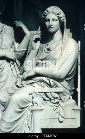 Ancienne femme grecque ou Bourgeois sur Kerameikos Stele, sarcophage, ou tombeau de la famille athénienne, c4th BC, cimetière de Kerameikos, Athènes, Grèce Banque D'Images