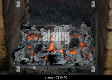 Photo de la cuisinière à charbon en direct Banque D'Images