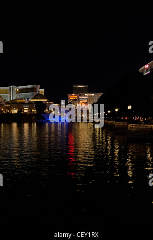 Le lac devant le Bellagio à nord en haut de la Banque D'Images