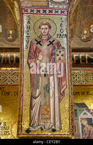 Mosaïques byzantines dans la Chapelle Palatine dans le palais des rois normands, Palerme, Sicile, Italie Banque D'Images