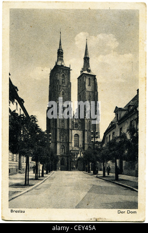 Allemagne - VERS 1924 : Une carte postale Imprimé en Allemagne montre cathédrale à Breslau (aujourd'hui Wrolaw), vers 1924 Banque D'Images