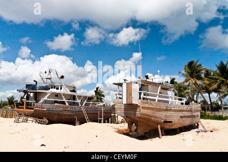 Le chantier naval d'Antalaha, est de Madagascar Banque D'Images