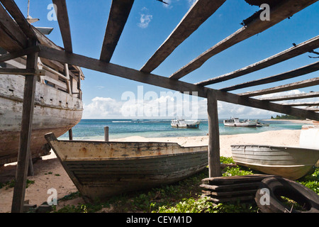 Le chantier naval d'Antalaha, est de Madagascar Banque D'Images