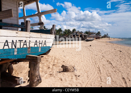 Le chantier naval d'Antalaha, est de Madagascar Banque D'Images