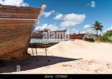 Le chantier naval d'Antalaha, est de Madagascar Banque D'Images