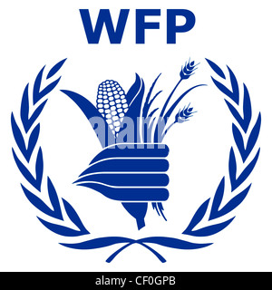 L'emblème de l'Organisation des Nations Unies Programme alimentaire mondial le PAM avec le siège à Rome. Banque D'Images