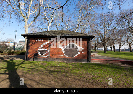 Les jardins de l'île Cafe, Parc jardins de l'île, l'Isle of Dogs, Tower Hamlets, London, UK. Banque D'Images