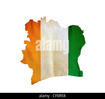 La carte de la Côte d'Ivoire isolated Banque D'Images