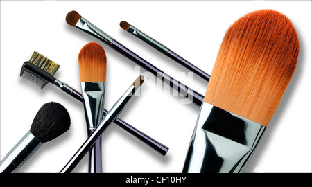 Encore un coup de la vie d'une collection de pinceaux cosmétiques Banque D'Images