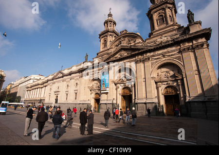 Metropolitan Cathedral, Plaza de Armas, Santiago, Chili. Banque D'Images