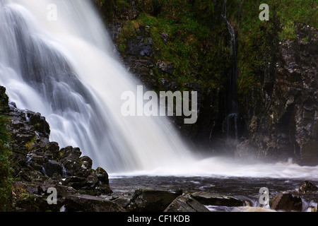 Pistyll Cain (Cain's trombe) dans le Coed y Brenin Forest. Banque D'Images