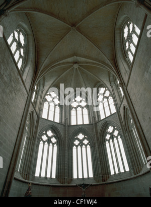 L'art gothique en Espagne.13ème siècle. Santa Maria del Salvador. Abbaye cistercienne a commencé en 1236. Abside. Détail. Cañas. La Rioja. Banque D'Images