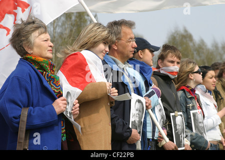 Démonstration de l'opposition à Minsk, Bélarus, appelant à la libération des prisonniers politiques Banque D'Images