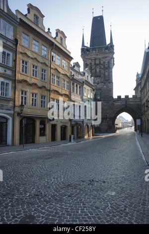 Rue pavée, à Prague, République Tchèque Banque D'Images